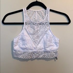 Aerie White High Neck Bralette